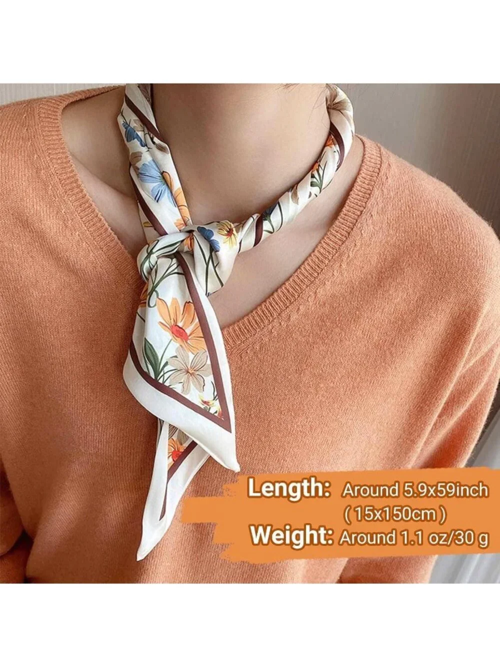 Women Pink Flower Stylish Silky Satin Headscarf Wrap Lightweight Scarves Scarf